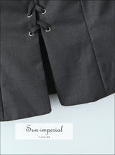 Metal Eyelet Lace-up Corset Crop Top with Bow Detail black corset top, crop gray lace up metal eyelet top Sun-Imperial United States