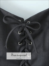 Metal Eyelet Lace-up Corset Crop Top with Bow Detail black corset top, crop gray lace up metal eyelet top Sun-Imperial United States