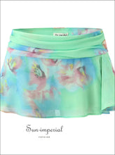 Mint Green Tie-dye Halter Top and Ruched Mini Skirt Two-piece Set chiffon two piece, coordinated set women, feminine piece set, halter top