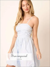 Ruched Detail Bubble Hem Mini Dress Dress, Ship from USA Sun-Imperial United States