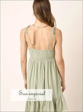 Ruched Detail Spaghetti Tie Mini Dress Dress, Ship from USA Sun-Imperial United States
