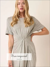 Side Slit Round Neck Short Sleeve Dress Ship from USA, Sun-Imperial United States