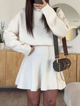 Mock Neck Knit Top and Flared Skirt Set - product photo 2