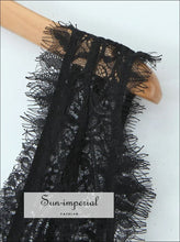 Elegant Black Eyelash Lace Sequin Maxi Dress – Slim Waist back slit dress, black maxi deep v evening formal dress Sun-Imperial United States