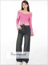 Off-Shoulder Ribbed Zip Through Cardigan - Sun Imperial (photo 3)