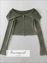 Off-Shoulder Ribbed Zip Through Cardigan - Sun Imperial (photo 8)