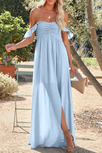 Off Shoulder Sheer Slit Maxi Dress - Sun Imperial (photo 1)
