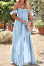 Off Shoulder Sheer Slit Maxi Dress - Sun Imperial (photo 4)
