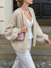 Women's Open Front Drop Shoulder Cardigan, Relaxed Knit Layer - Sun Imperial (photo 5)