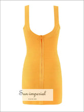 Orange & Pink Knitted Mini Sling Dress – Women’s Slim Sheath Tank bodycon tank dress, club knitted sling orange pink party dress