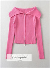 Oversized Dual Zipper Ribbed Cardigan - Sun Imperial (photo 10)