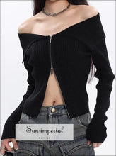 Oversized Dual Zipper Ribbed Cardigan - Sun Imperial (photo 1)