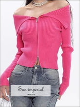 Oversized Dual Zipper Ribbed Cardigan - Sun Imperial (photo 2)