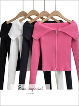 Oversized Dual Zipper Ribbed Cardigan - Sun Imperial (photo 6)