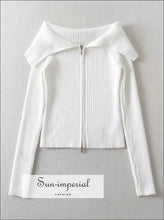 Oversized Dual Zipper Ribbed Cardigan - Sun Imperial (photo 7)