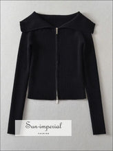 Oversized Dual Zipper Ribbed Cardigan - Sun Imperial (photo 8)