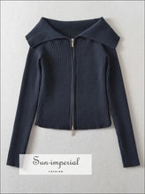 Oversized Dual Zipper Ribbed Cardigan - Sun Imperial (photo 9)