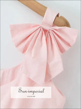 Pink Bow Strap Tank Dress – Women’s Slim Lace Pleated Party 3D bow dress, evening lace pleated pink short party dress Sun-Imperial United