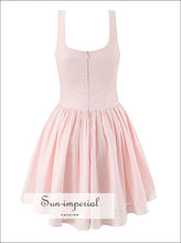 Pink Bow Strap Tank Dress – Women’s Slim Lace Pleated Party 3D bow dress, evening lace pleated pink short party dress Sun-Imperial United