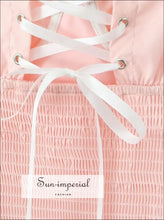 Pink Embroidered Corset-style Sling Mini Dress corset style dress, embroidered feminine mini lace up back layered hem dress Sun-Imperial