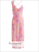 Pink Floral Gradient Backless Chiffon Maxi Dress backless dress, chiffon floral gradient party dress Sun-Imperial United States