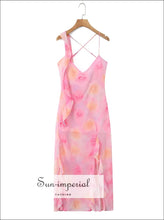 Pink Floral Gradient Backless Chiffon Maxi Dress backless dress, chiffon floral gradient party dress Sun-Imperial United States