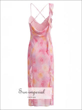 Pink Floral Gradient Backless Chiffon Maxi Dress backless dress, chiffon floral gradient party dress Sun-Imperial United States