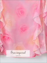 Pink Floral Gradient Backless Chiffon Maxi Dress backless dress, chiffon floral gradient party dress Sun-Imperial United States