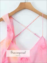 Pink Floral Gradient Backless Chiffon Maxi Dress backless dress, chiffon floral gradient party dress Sun-Imperial United States