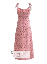 Pink Floral Midi Dress With Ruched Chest Detail Sun-Imperial United States