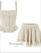 Plaid Cotton Tank Top & Ruffle Mini Skirt Set – Sleeveless Summer Two-piece Outfit Sun-Imperial United States