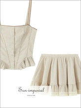 Plaid Cotton Tank Top & Ruffle Mini Skirt Set – Sleeveless Summer Two-piece Outfit Sun-Imperial United States