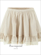 Plaid Cotton Tank Top & Ruffle Mini Skirt Set – Sleeveless Summer Two-piece Outfit Sun-Imperial United States