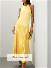 Pleated Halter Neck Maxi Dress Sun-Imperial United States