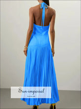 Pleated Halter Neck Maxi Dress Sun-Imperial United States