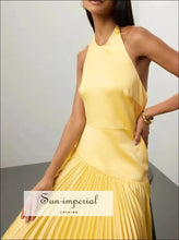 Pleated Halter Neck Maxi Dress Sun-Imperial United States