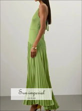 Pleated Halter Neck Maxi Dress Sun-Imperial United States