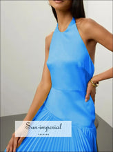 Pleated Halter Neck Maxi Dress Sun-Imperial United States