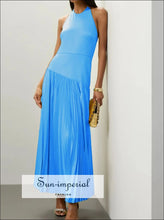 Pleated Halter Neck Maxi Dress Sun-Imperial United States