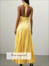 Pleated Halter Neck Maxi Dress Sun-Imperial United States