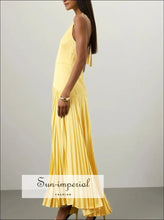 Pleated Halter Neck Maxi Dress Sun-Imperial United States