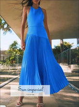 Pleated Halter Neck Maxi Dress Sun-Imperial United States