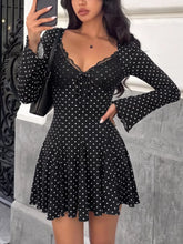 Women's Polka Dot Lace Trimmed V-Neck Mini Dress - Sun Imperial (photo 1)