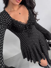 Women's Polka Dot Lace Trimmed V-Neck Mini Dress - Sun Imperial (photo 2)