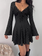 Women's Polka Dot Lace Trimmed V-Neck Mini Dress - Sun Imperial (photo 3)