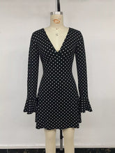 Polka Dot Long Sleeve Ruffle Hem Mini Dress - product photo 12