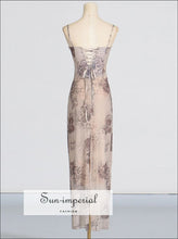 Printed Sweetheart Neck Bodycon Maxi Dress Sun-Imperial United States