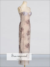Printed Sweetheart Neck Bodycon Maxi Dress Sun-Imperial United States