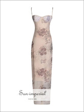 Printed Sweetheart Neck Bodycon Maxi Dress Sun-Imperial United States