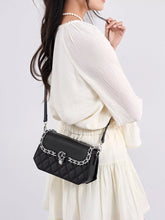 Quilted PU Leather Crossbody Bag with Rhinestone Decor - product photo 12